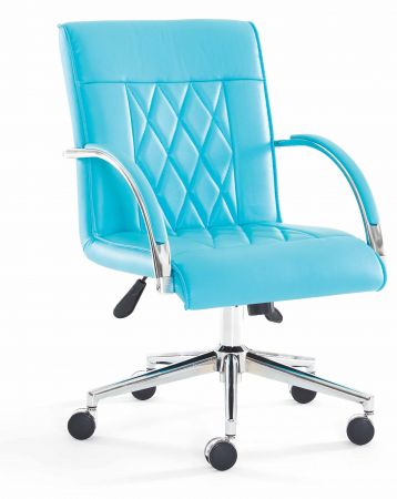 Bürosessel / Chefsessel Blau höhenverstellbar mit Rädern & Metallfuß