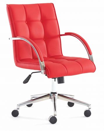 Bürostuhl / Chefsessel Rot höhenverstellbar mit Rädern & Metallfuß