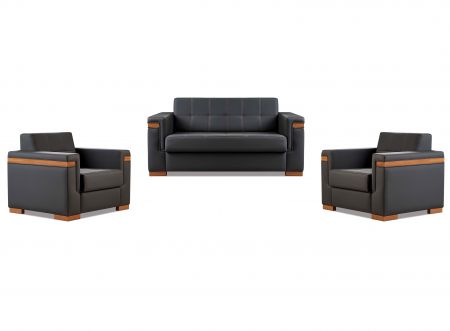 CLASS Sitzgruppe aus Sofa und 2 Sesseln in Schwarz