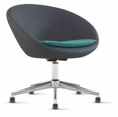 Designer Besucherstuhl Drehstuhl ohne Rollen Schwarz mit Metallfuß