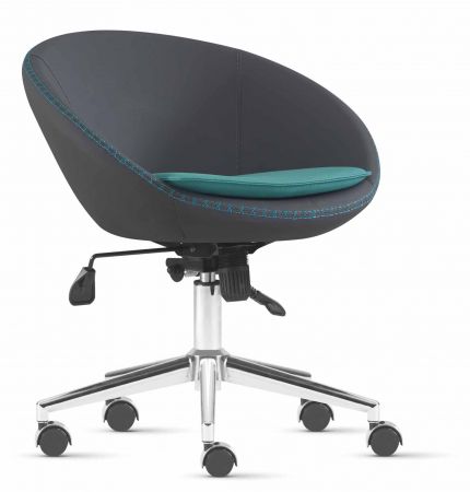 Designer Bürostuhl höhenverstellbar mit Rädern Schwarz