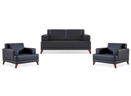 MARKA Sitzgruppe aus Sofa und 2 Sesseln in Schwarz