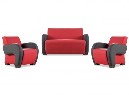 SANTA Sofa 2 Sitzer Rot & Schwarz