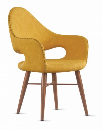 Stuhl GOST Gelb mit Holzfuß