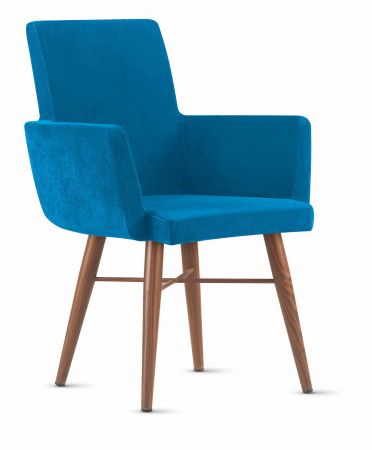 Stuhl OSLO Blau mit Holzfuß