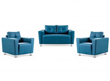 VEGAS Sitzgruppe aus Sofa und 2 Sesseln in Blau