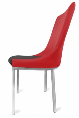 Gastro Stuhl Elli in rot Sitzfläche schwarz