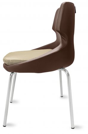 Polsterstuhl Donna braun/beige Metallfüße