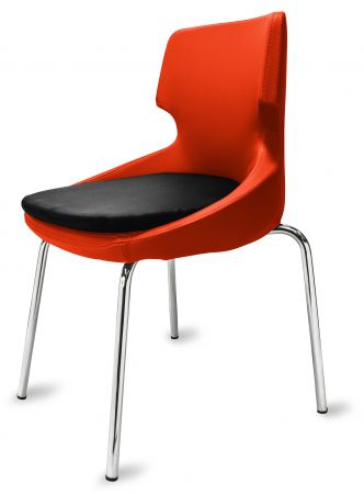 Polsterstuhl Donna orange/schwarz Metallfüße für Gastronomie