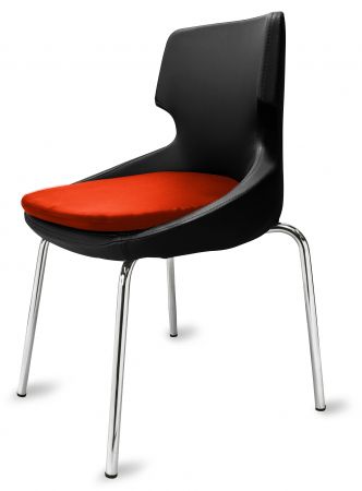 Polsterstuhl Donna schwarz/orange Metallfüße für Gastronomie