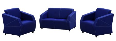 PIRAMIT Sitzgruppe aus Sofa und 2 Sesseln in Blau
