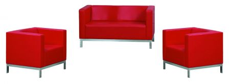ELIPS Sitzgruppe aus Sofa und 2 Sesseln in Rot