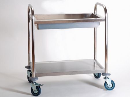 Seitliche Ansicht des Produktes WAS Servierwagen / Transportwagen mit Wanne aus Edelstahl