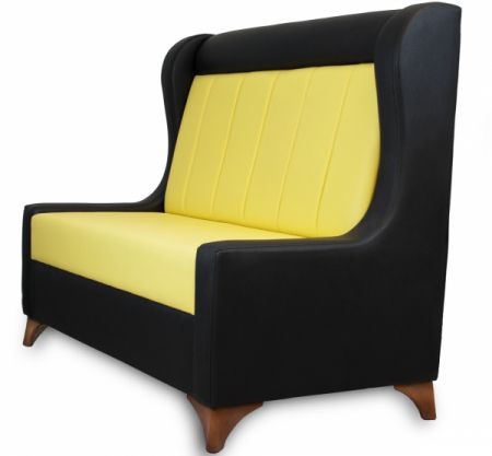 Sitzbank Dinerbank Bistrobank DIVA schwarz mit gelbem Rücken Länge 120cm