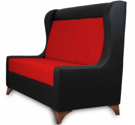 Sitzbank Dinerbank Bistrobank DIVA schwarz mit rotem Rücken Länge 120cm