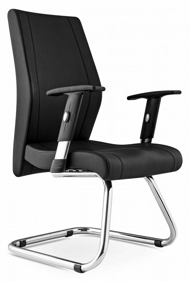 Besucherstuhl Freischwinger GOLF Schwarz mit Metallfuß