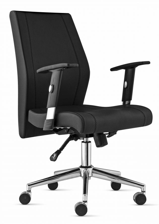 Bürosessel / Chefsessel GOLF höhenverstellbar mit Rädern Schwarz, Metallfuß