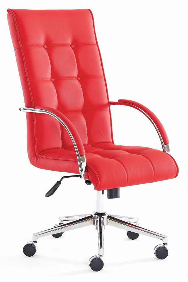 Bürosessel / Chefsessel Rot höhenverstellbar mit Rädern,Armlehne & Metallfuß