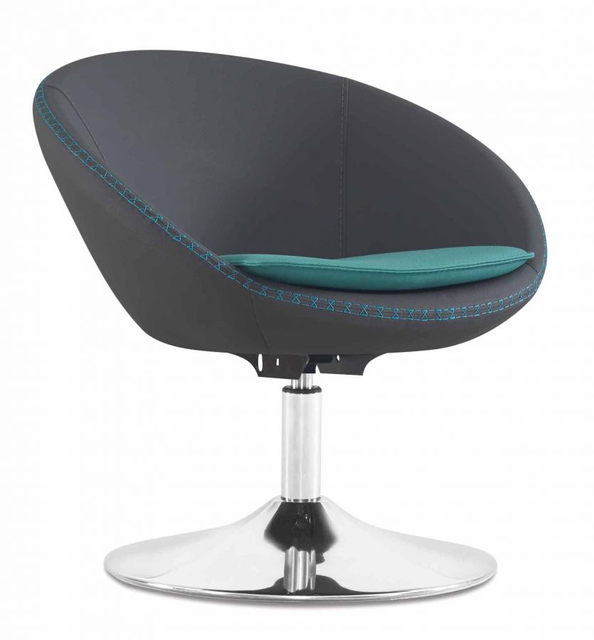 Designer Besucherstuhl Drehstuhl ohne Rollen Schwarz mit Metallfuß