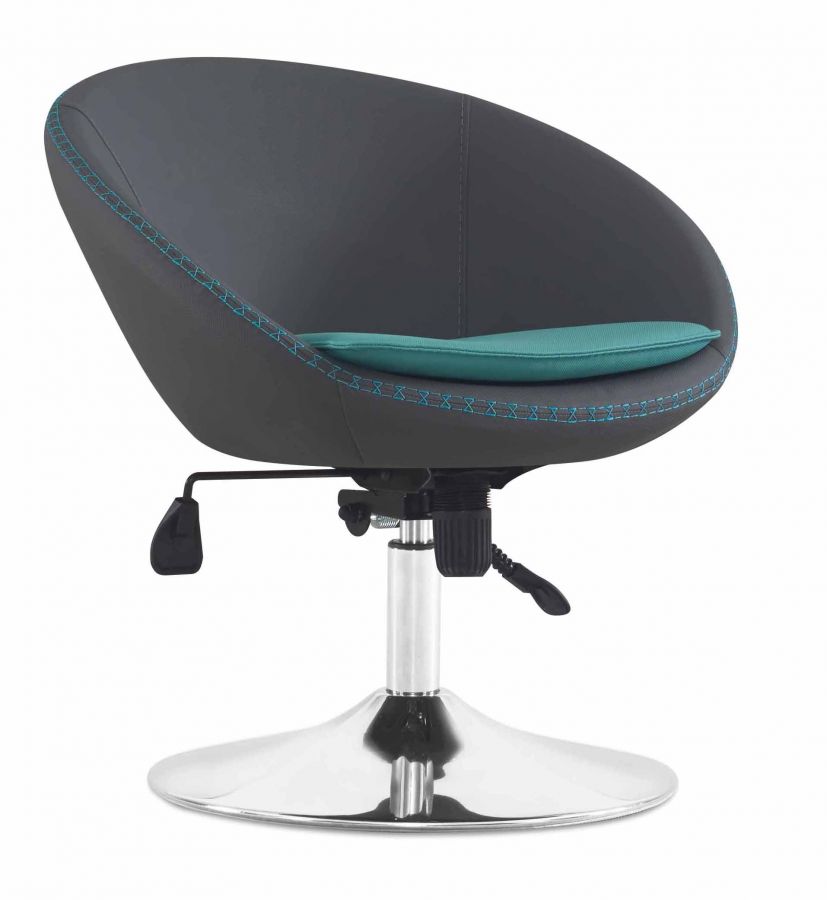 Designer Bürostuhl höhenverstellbar Schwarz mit Metallfuß