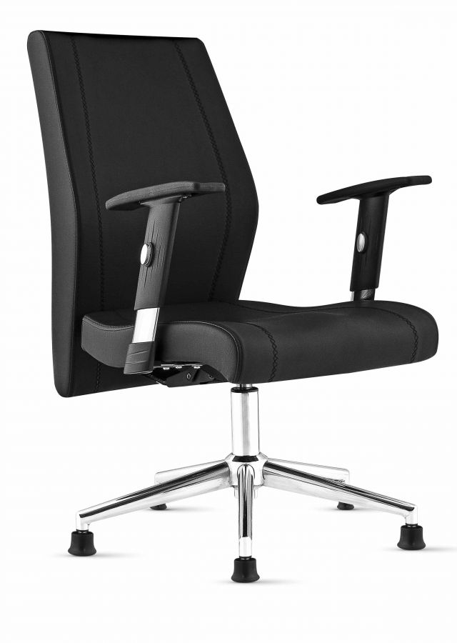 GOLF Besucherstuhl Drehstuhl ohne Rollen Schwarz mit Metallfuß