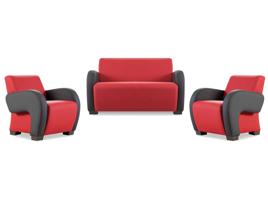 SANTA Sofa 2 Sitzer Rot & Schwarz