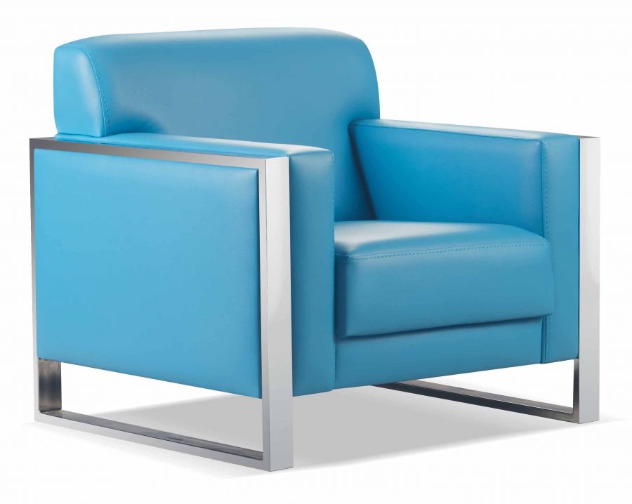 STEEL Sitzgruppe aus Sofa und 2 Sesseln in Blau
