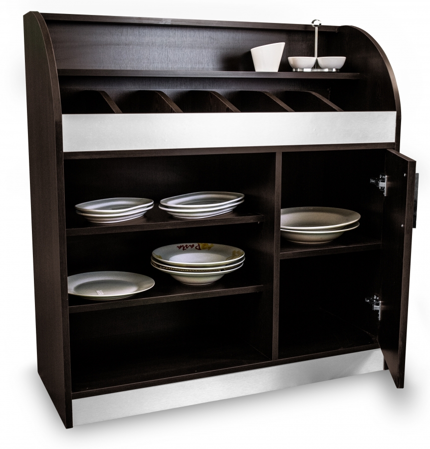 Besteckschrank Wenge ALU 100 cm mit Soft-Close-Tür