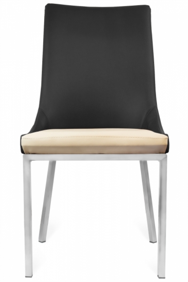 Gastro Stuhl Elli in schwarz Sitzfläche beige