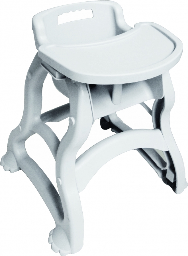 Kinderhochstuhl vertellbar aus Kunststoff mit 4 Rädern