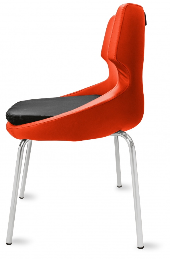 Polsterstuhl Donna orange/schwarz Metallfüße für Gastronomie