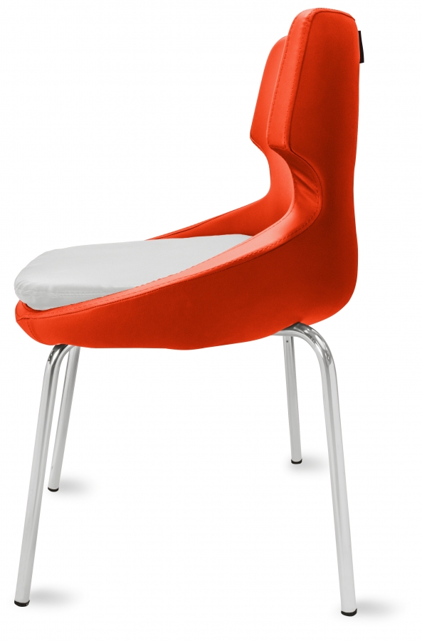 Polsterstuhl Donna orange/weiß Metallfüße für Gastronomie