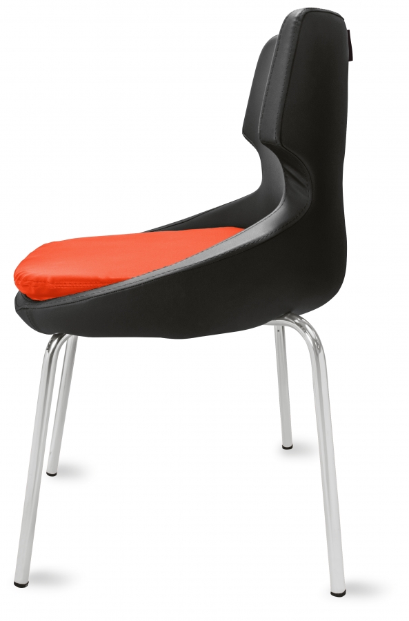 Polsterstuhl Donna schwarz/orange Metallfüße für Gastronomie