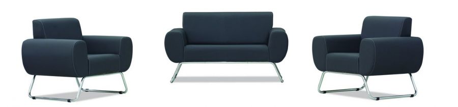 RIGA Sitzgruppe aus Sofa und 2 Sesseln in Schwarz