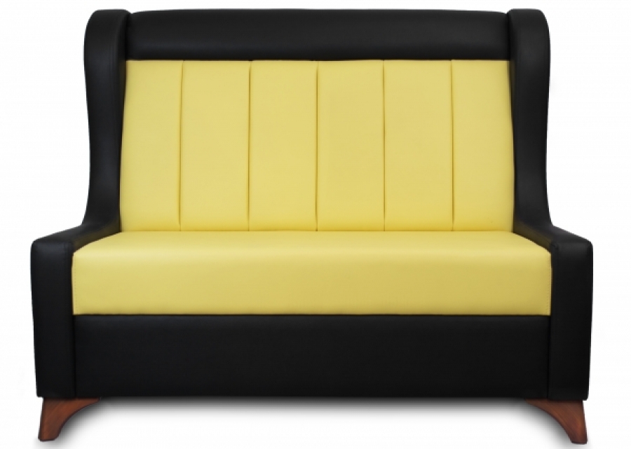 Sitzbank Dinerbank Bistrobank DIVA schwarz mit gelbem Rücken Länge 120cm